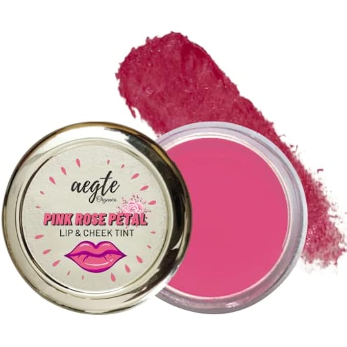 aegte ORGANICS PINK ROSE PETAL LIP & CHEEK TINT FOR WOMEN 100% ORGANIC | EDIBLE FORMULATION HELPS NOURISH & HYDRATE DRY CHAPPED LIPS (REAL ROSE, 15 GM) - Image 1